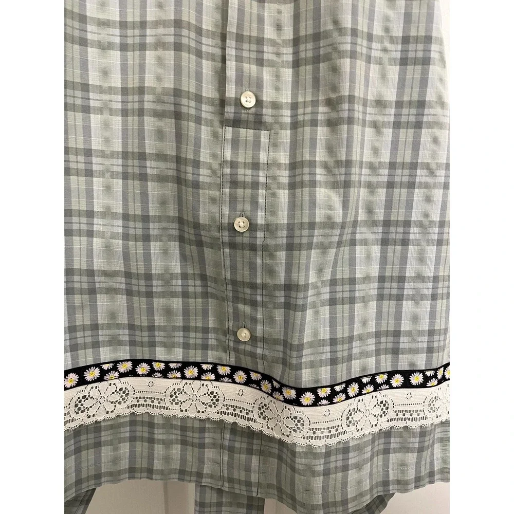 Kitchen Apron Repurposed Green Plaid Shirt Ladies OS for XS-XL